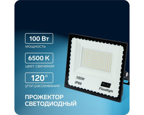 Прожектор светодиодный, 100 Вт, 7700 Лм, 6500К, IP66,  220V