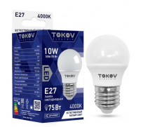 Лампа светодиодная TOKOV ELECTRIC, 10 Вт, G45, 4000 К, Е27, 176-264В