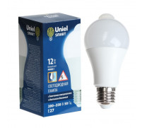 Светодиодная лампа Uniel, LED-A60-12W, 12 Вт, 4000 K, E27,PLS10WH, датчик освещенности, движ