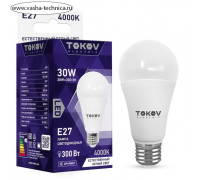 Лампа светодиодная Tokov Electric, E27, 30 Вт, 4000 К, свечение белое