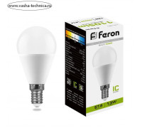 Лампа светодиодная FERON,  (13W) 230V E14 4000K G45, LB-950