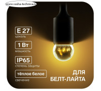 Лампа светодиодная, 6 LED, G45, Е27, 1 Вт, для белт-лайта, т-бел, наб. 10 шт