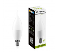 Лампа светодиодная FERON, (11W) 230V E14 4000K на ветру С37T, LB-770