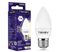 Лампа светодиодная TOKOV ELECTRIC, 7 Вт, С37, 3000 К, Е27, 176-264В