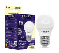 Лампа светодиодная TOKOV ELECTRIC, 7 Вт, G45, 3000 К, Е27, 176-264В