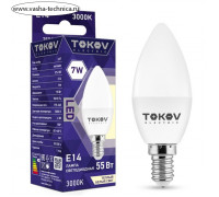 Лампа светодиодная TOKOV ELECTRIC, 7 Вт, С37, 3000 К, Е14, 176-264В