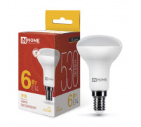 Лампа светодиодная IN HOME LED-R50-VC, 6 Вт, 230 В, Е14, 3000 К, 530 Лм