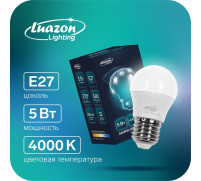 Лампа cветодиодная Luazon Lighting, G45, 5 Вт, E27, 450 Лм, 4000 К, дневной свет