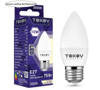 Лампа светодиодная TOKOV ELECTRIC, 10 Вт, С37, 3000 К, Е27, 176-264В