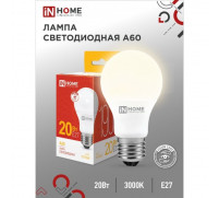 Лампа светодиодная IN HOME LED-A60-VC, Е27, 20 Вт, 230 В, 3000 К, 1900 Лм