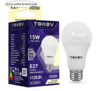 Лампа светодиодная TOKOV ELECTRIC, 15 Вт, А60, 3000 К, Е27, 176-264В