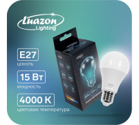 Лампа cветодиодная Luazon Lighting, A60, 15 Вт, E27, 1350 Лм, 4000 К, дневной свет