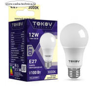 Лампа светодиодная TOKOV ELECTRIC, 12 Вт, А60, 3000 К, Е27, 176-264В