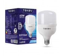 Лампа светодиодная Tokov Electric, E40/E27, 60 Вт, 6500 К, свечение холодное белое