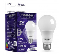 Лампа светодиодная TOKOV ELECTRIC, 12 Вт, А60, 4000 К, Е27, 176-264В