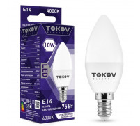 Лампа светодиодная TOKOV ELECTRIC, 10 Вт, С37, 4000 К, Е14, 176-264В