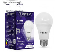 Лампа светодиодная TOKOV ELECTRIC, 15 Вт, А60, 4000 К, Е27, 176-264В