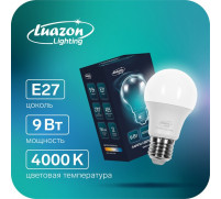 Лампа cветодиодная Luazon Lighting, A55, 9 Вт, E27, 780 Лм, 4000 К, дневной свет