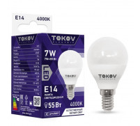 Лампа светодиодная TOKOV ELECTRIC, 7 Вт, G45, 4000 К, Е14, 176-264В