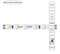 Светодиодная лента Arte Lamp Tape 24V 9,6Вт/м, 6000К, 5 м