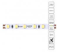 Светодиодная лента Arte Lamp Tape 24V 9,6Вт/м, 6000К, 5 м