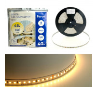 Светодиодная лента Feron 40 м, IP20, SMD2835, 120 LED/м, 8 Вт/м, 48 В, свечение тёплое белое