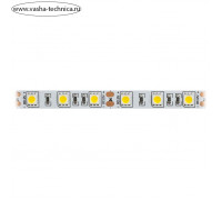 Светодиодная лента Эра, 5 м, IP20, SMD5050, 60 LED/м, 14,4 Вт/м, 12 В, свечение тёплое белое