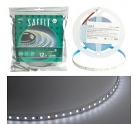 Светодиодная лента Saffit, 5 м, SMD2835, 120 LED/м, 9,6 Вт/м, 12В, свечение холодное белое