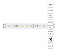 Светодиодная лента Arte Lamp Tape 48V 7,2Вт/м, 3000К, 30 м