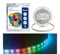 Светодиодная лента Feron 5 м, IP20, SMD5050, 60 LED/м, 14,4 Вт/м, 12 В, свечение RGB