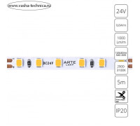 Светодиодная лента Arte Lamp Tape 24V 9,6Вт/м, 3000К, 5 м