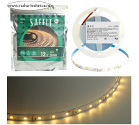 Светодиодная лента Saffit, 5 м, SMD2835, 60 LED/м, 6 Вт/м, 12В, свечение тёплое белое