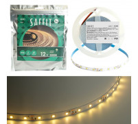 Светодиодная лента Saffit, 5 м, SMD2835, 60 LED/м, 6 Вт/м, 12В, свечение тёплое белое