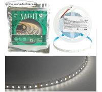 Светодиодная лента Saffit, 5 м, SMD2835, 120 LED/м, 9,6 Вт/м, 12В, свечение нейтральное белое