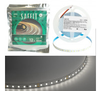 Светодиодная лента Saffit, 5 м, SMD2835, 120 LED/м, 9,6 Вт/м, 12В, свечение нейтральное белое