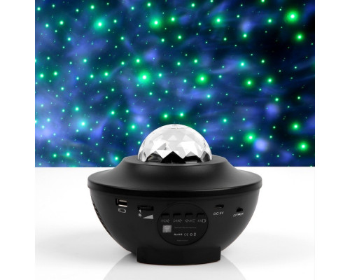 Световой прибор «Звёздное небо» 19 см, динамик, свечение RGB, пульт ДУ, 5 В, чёрн