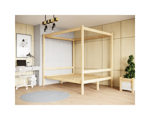 Двуспальная кровать «Лео» с каркасом под балдахин, 120×190 см, массив сосны, без 