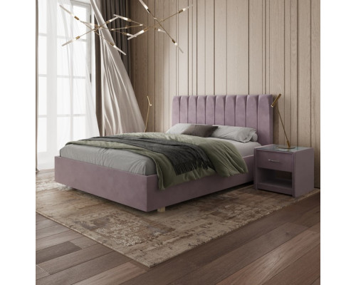 Кровать «Алькасар» без ПМ, 160×190 см, премиум велюр, цвет пыльная сирень