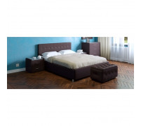 Кровать «Космопорт» с ПМ, 160×200 см, экокожа, цвет горький шоколад