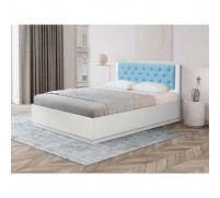 Кровать с ПМ «Венеция 12.1», 1400×2000 мм, МДФ белый матовый, ткань велюр 011, ЛДСП белый