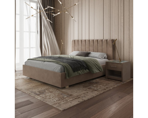 Кровать «Алькасар» без ПМ, 160×210 см, премиум велюр, цвет пески касабланки