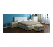 Кровать «Космопорт» с ПМ, 140×200 см, экокожа, цвет ванильное суфле
