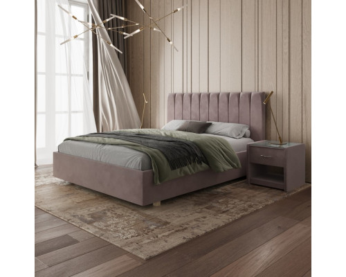 Кровать «Алькасар» без ПМ, 160×210 см, премиум велюр, цвет пыльная роза