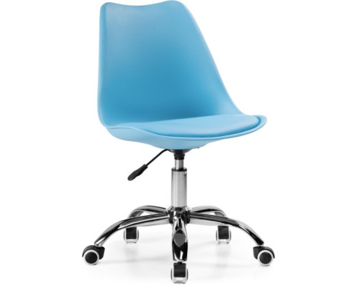 Компьютерное кресло Kolin металл/экокожа/пластик, хром/голубой 49x56x78 см