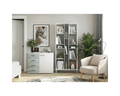 Комплект мебели стеллаж Asti 80х29,6х181,7 см, комод Nova 90х41х74,2 см, цвет бел
