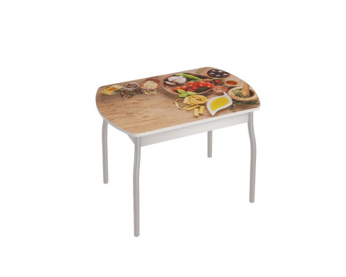 Обеденный стол «Орфей 6», 996 × 666 × 755 мм, cтекло, металл, рисунок томаты