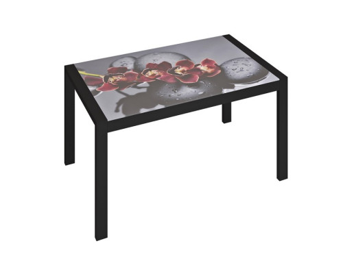 Обеденный стол «Бостон», 1200 × 700 × 754 мм, цвет чёрный муар / орхидея