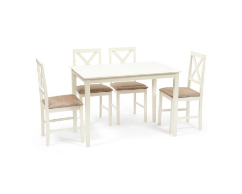 Комплект Хадсон (стол + 4 стула) гевея/мдф, ivory white, стол 110х70х75см /стул 4