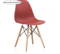 Пластиковый стул Eames массив бука/металл/пластик, натуральный/бордовый 46x52x83 см