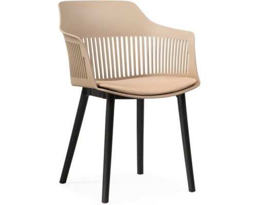 Пластиковый стул Crocs пластик/ткань рогожка, черный/бежевый 55x60x76 см
